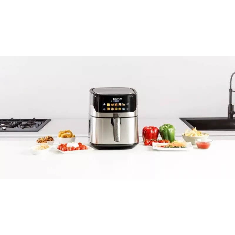 Fritadeira de ar quente Taurus Air Fry 7S 1600W 6,5L, aço inoxidável, 8 programas, 80–200°C, controlo tátil