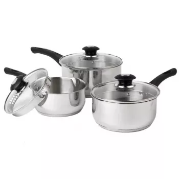 Conjunto de panelas Russell Hobbs RH00542EU7 — 3 peças antiaderentes, adequadas para máquina de lavar louça