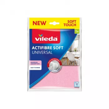 Pano de limpeza VILEDA Actifibre Soft 171805 — microfibra, 100 % microfibra, altamente absorvente, lavável até 60 °C, 1 unidade