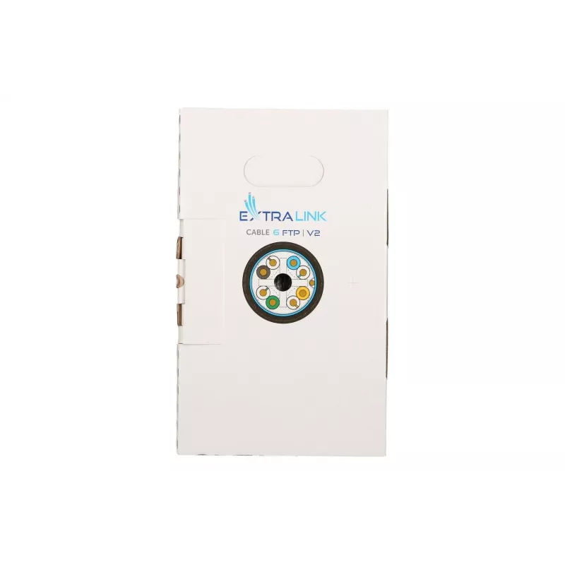 Cabo de rede Extralink par entrançado CAT6 FTP (F/UTP) V2 exterior 305 m preto