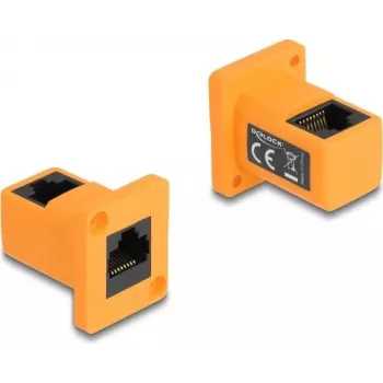 Módulo D-Type DeLOCK conector fêmea RJ45 para conector fêmea 90° angular laranja