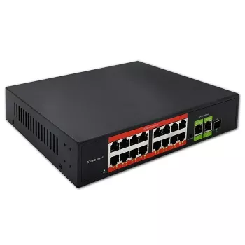 Switch Ethernet PoE QOLTEC 16x RJ45, 2x RJ45 uplink, 1x SFP (MPN 52291)