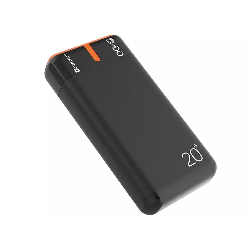 Carregador portátil TRACER EnerGen 20000 mAh, Power Delivery 20W, entrada USB-C, 2 saídas USB-A, suporte para 3 dispositivos, laranja