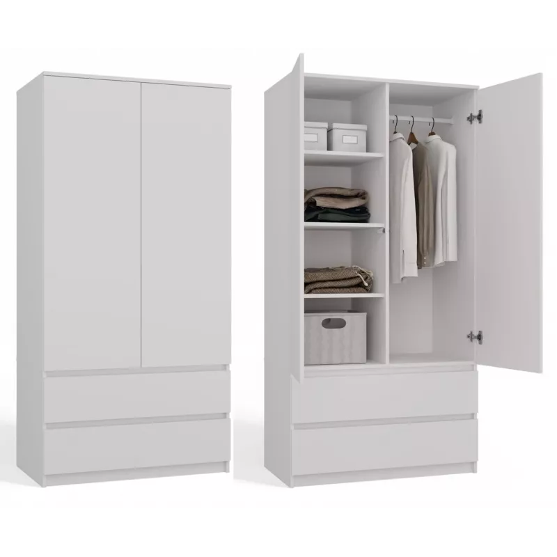 Top E Shop SZAFA MALWA B roupeiro de quarto, 5 prateleiras, 2 portas, branco