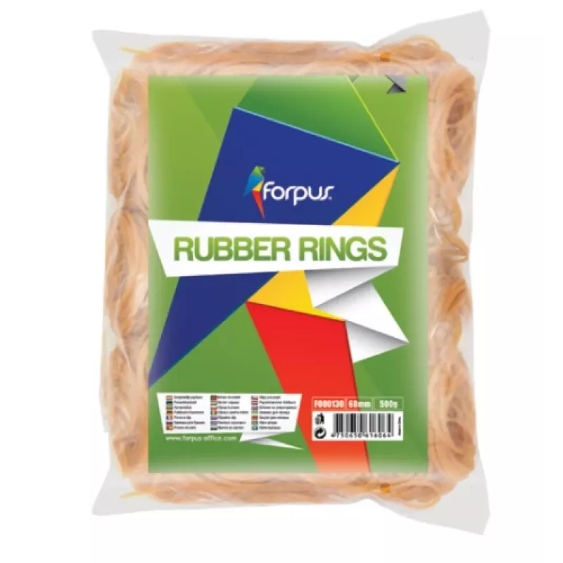 Elásticos FORPUS Ø 60 mm, cor natural, pacote de 500 g, 60% de borracha