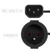 Adaptador de alimentação QOLTEC IEC 320 C14 para ficha francesa, cabo de 0,15 m