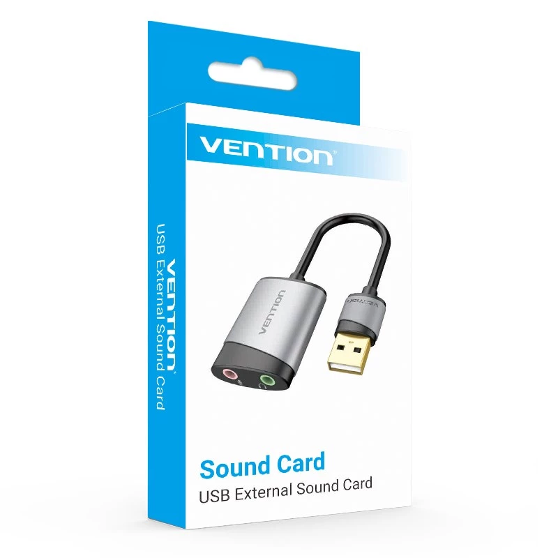 Vention placa de som externa USB 0,15M cinzento metal tipo