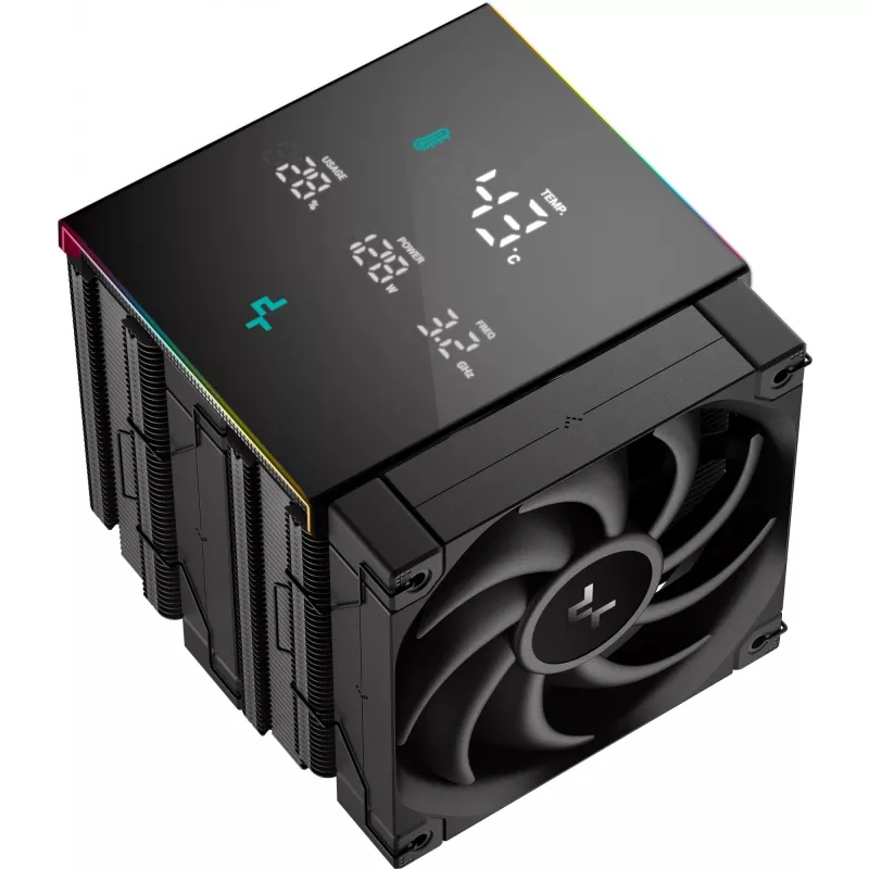 Arrefecedor de CPU DeepCool AK620 Digital PRO — ventoinha de 120 mm, 1750 rpm, 25 dB, 12 V, compatível com LGA1700/AM5, preto