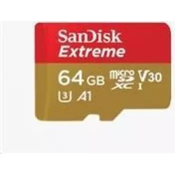 SanDisk Extreme - cartão de memória flash (adaptador microSDXC para SD incluído) - 64 GB - A2 / Video Class V30 / UHS-I U3 / Class10 - microSDXC UHS-I (SDSQXA2-064G-GN6AA)