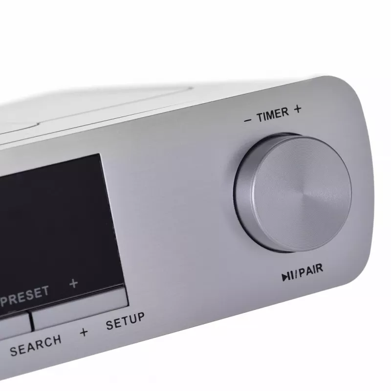 Rádio de cozinha BLAUPUNKT KR14BT com Bluetooth, FM, visor LED, 2x0.8W, rede/pilha, cinzento