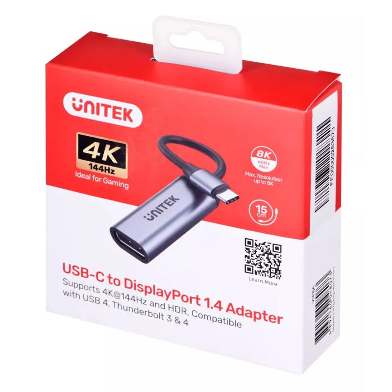 Adaptador Unitek USB-C, DisplayPort 1.4, 8K@60 Hz, V1415A