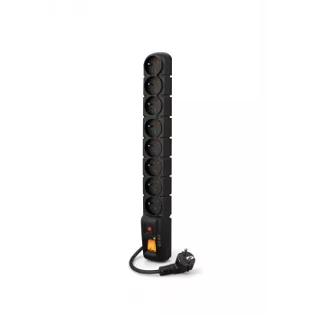 ACAR S8 preto 8 tomadas AC 230 V 5 m