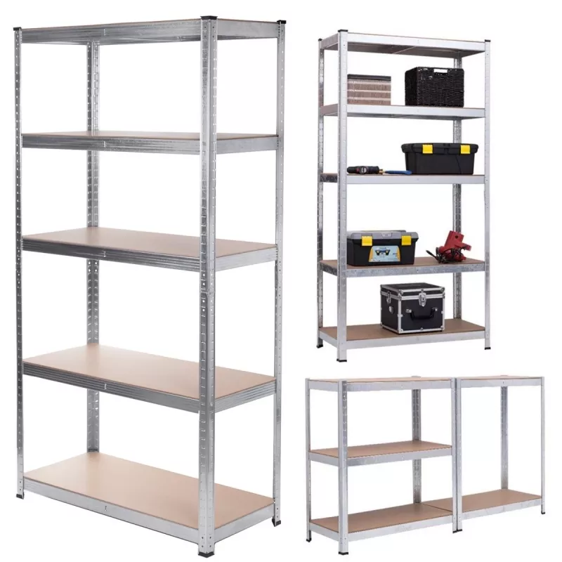 Estante de armazém GreenBlue GB378 metal galvanizado 5 prateleiras, aço galvanizado, 900×400 mm, máx. 75 kg por prateleira