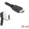 Cabo de módulo Keystone DeLOCK HDMI ficha macho para ficha fêmea 90° dobrado 8K 60 Hz 20 cm preto
