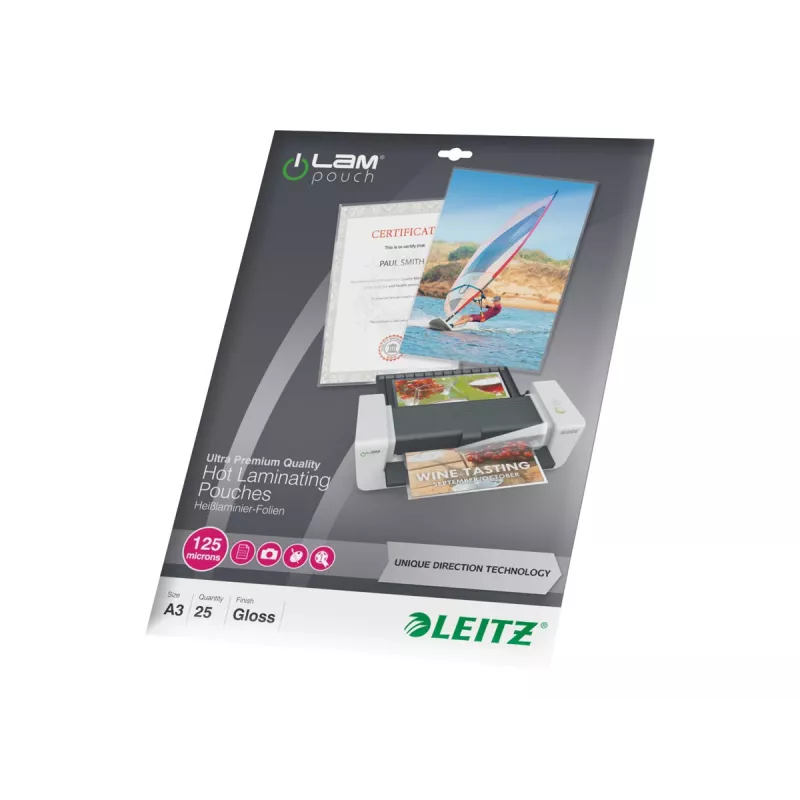 Películas de plastificação LEITZ iLAM UDT 468×344 mm brilhante PET/EVA 25 unid.