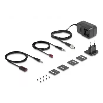 Conjunto transmissor e recetor AV DELOCK 65955 — Extensor HDMI Cat6/Cat6a, até 3840×2160, com fios, alimentação Micro-USB-B