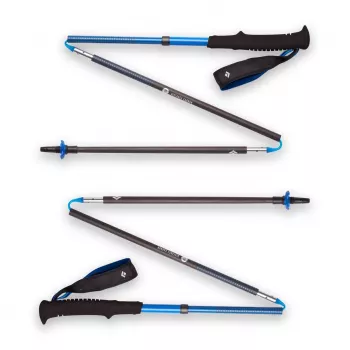 Bastões de trekking Black Diamond Distance Carbon Z, haste em carbono dobrável, 120 cm, 280 g, 3 partes