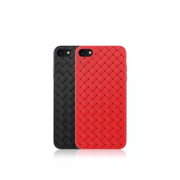 Capa protetora para telemóvel Devia para iPhone SE2 em vermelho com padrão tecido