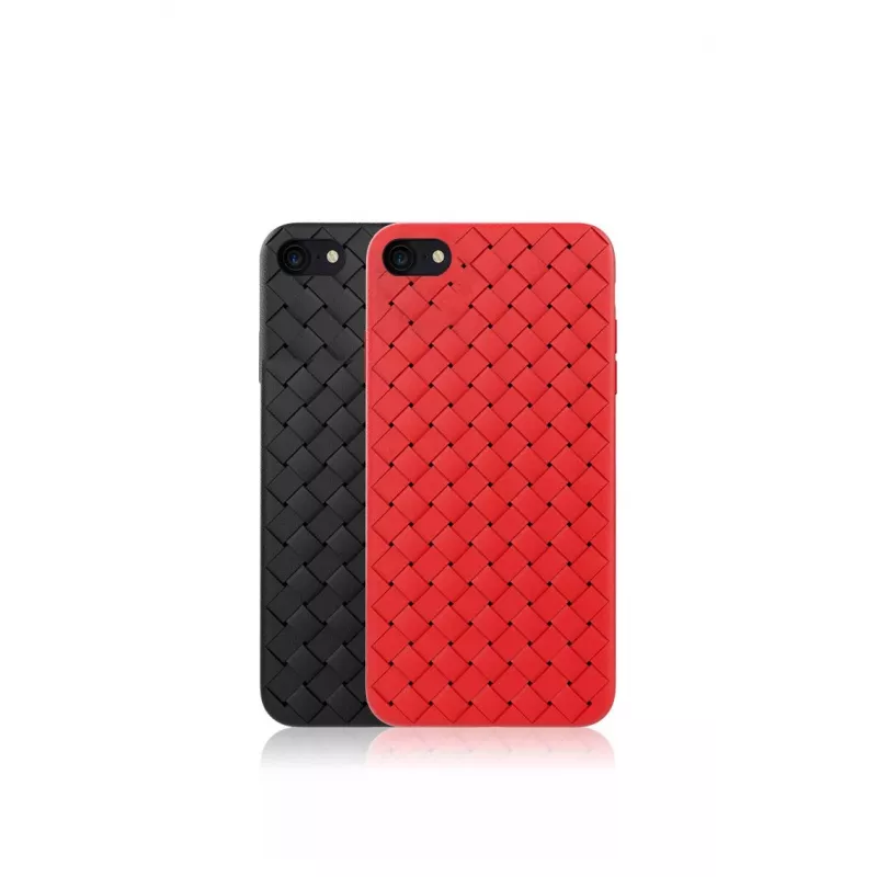 Capa protetora para telemóvel Devia para iPhone SE2 em vermelho com padrão tecido