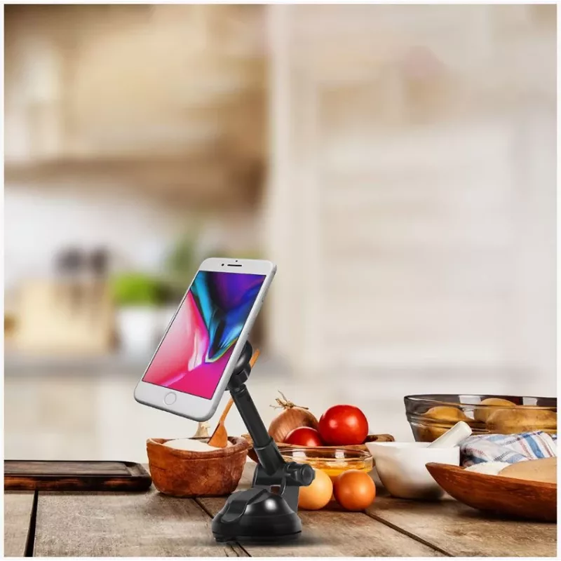 Suporte para telemóvel Tellur MUM Magnetic ventosa ajustável preto — suporte magnético ajustável para telemóvel