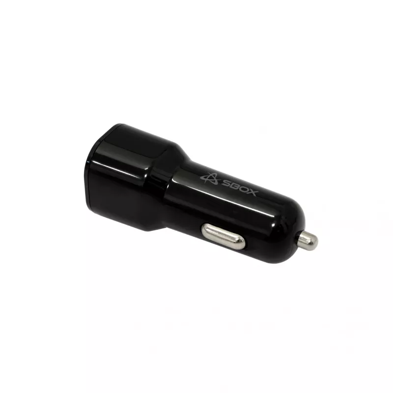 Carregador para automóvel SBOX CC-038 38W preto — fonte de alimentação dual-USB para veículos