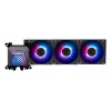 Refrigeração líquida all-in-one MSI MAG Coreliquid A15 360 — 3 ventoinhas de 120 mm, radiador 394 x 120 x 27 mm, bomba 5V, RGB, compatível com LGA 1851