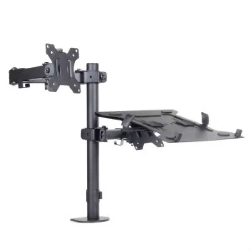 Suporte de secretária ART L-24 para monitor LED/LCD de 13-32" + portátil de 10-15,6", VESA 75x75/100x100, preto