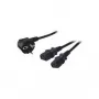 Cabo de alimentação em Y LogiLink, 1 x Schuko - 2 x conector fêmea de aparelho, comprimento do cabo: 1,5 m (1,2 m + 0,3 m), cor: preto (CP101)