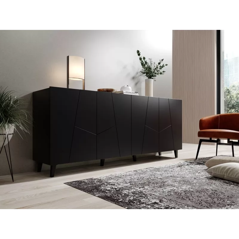 Cómoda Cama Meble ETNA 2000×420×820 mm, preto mate, aglomerado