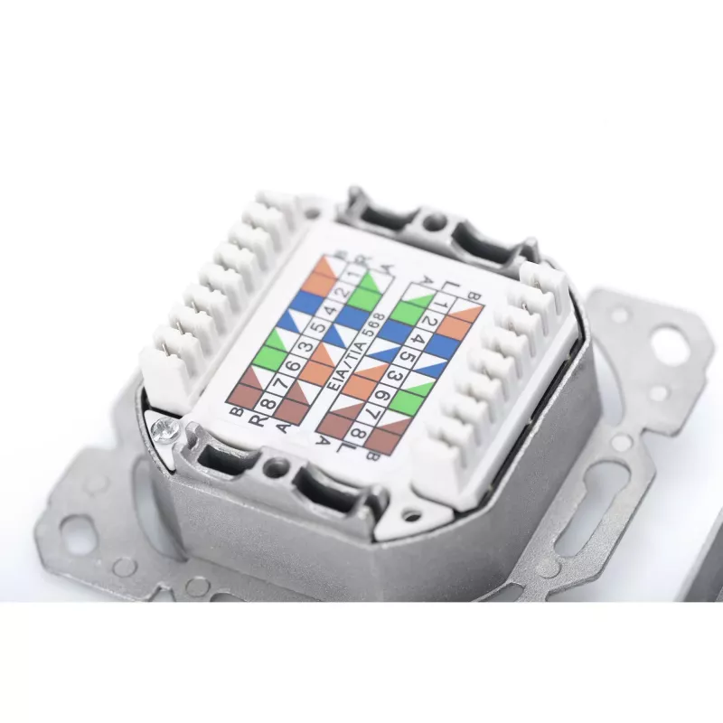 Tomada de rede Digitus DN-9007-1 CAT 6A Classe EA, 2x RJ45, blindada, de encastrar, branca