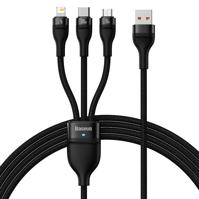 Cabo USB Baseus SUP0003351 1,2 m USB A USB C/Micro USB-A/Lightning preto