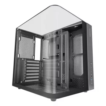 Caixa de PC Midi Tower TACENS Mars Gaming MC-INFINIOLITE, preta, vidro temperado, compatível com ATX/Micro-ATX/Mini-ITX, ventoinha de 120 mm