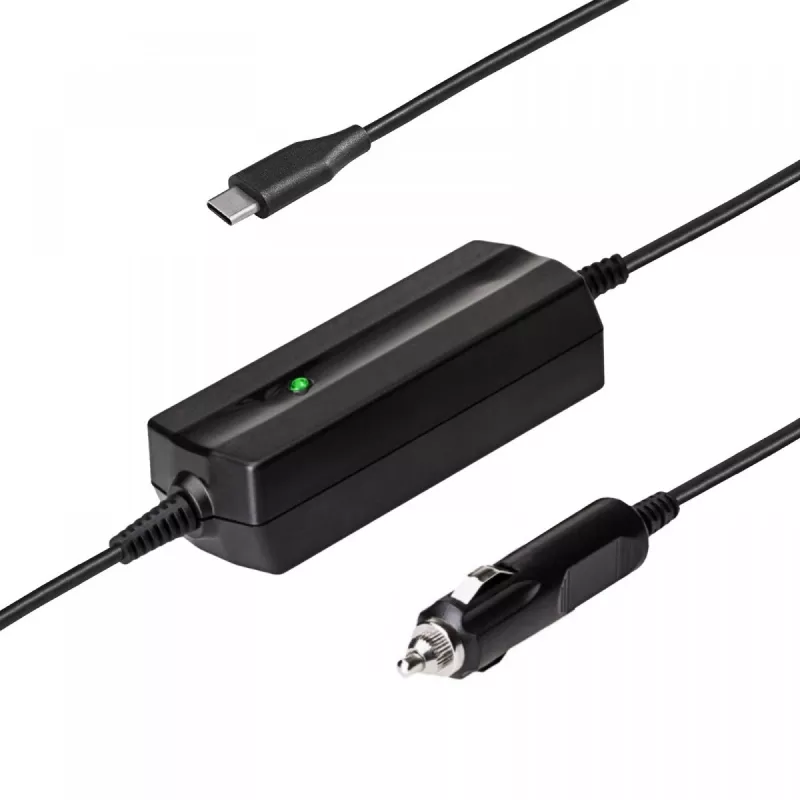 Carregador de automóvel USB-C Akyga AK-ND-83 65 W, Power Delivery, entrada 12/24 V, saída 5–20 V, 1,8 m