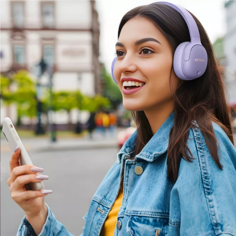 Auscultadores MANTA HDP1001PU Rytmo Elegance roxo over-ear com fios, modelo HDP1001PU