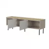Móvel TV Cama Meble FELLINI 150x40x52 cm, estrutura cor de cashmere, tampo de carvalho oleado