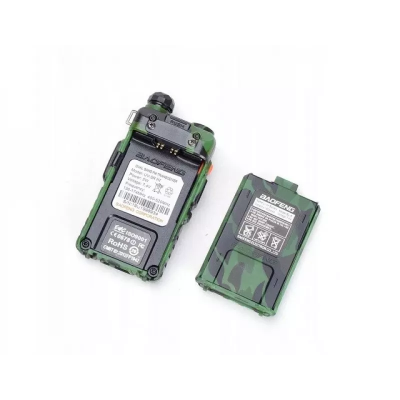 Rádio bidirecional portátil Baofeng UV-5R 5W HT camuflado — FM dual-band, 5 W, bateria de 1800 mAh