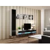 Suporte de TV Cama Meble VIGO NEW 30/180/40, tampo branco, estrutura preta brilhante, 1800×400×300 mm