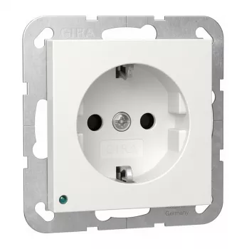 Lâmpada LED de parede/teto SCHUKO da Gira modelo 417003 com tomada SCHUKO integrada