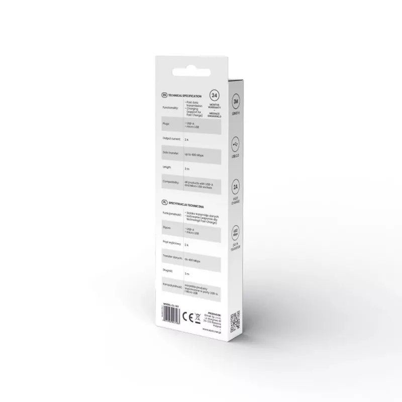 Cabo Savio USB 2.0 USB A - Micro USB branco CL-167 3 m