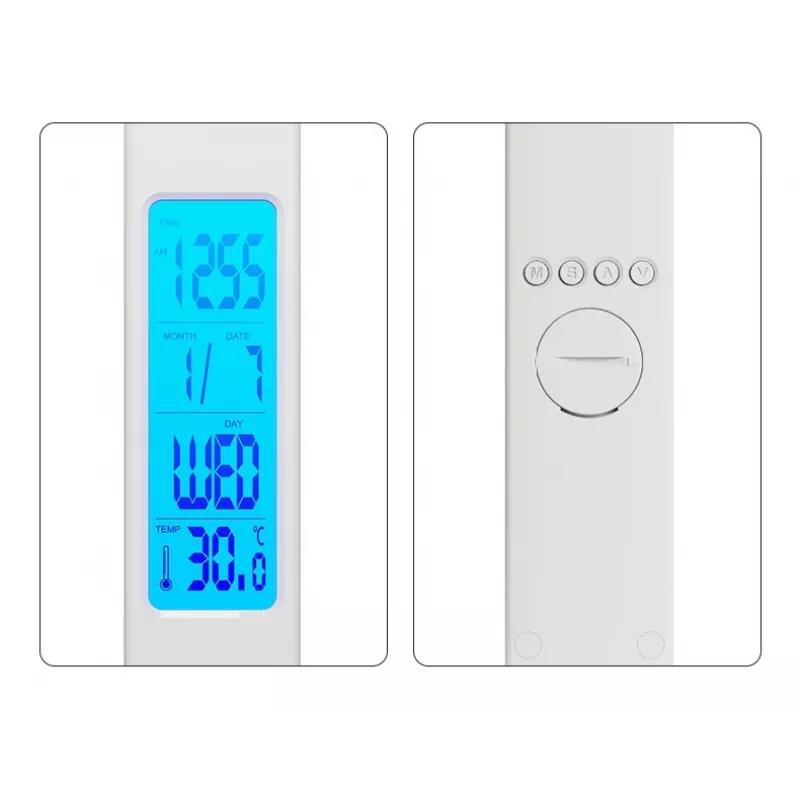Media-Tech MT222 Leditou candeeiro de secretária LED com carregador sem fios Qi de 15 W, relógio, despertador, termómetro, branco