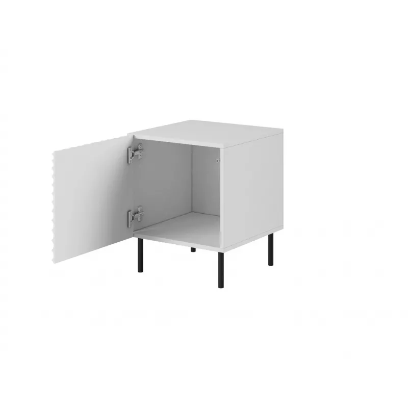 Cama Meble HOLE mesa de cabeceira, conjunto de 2 unidades, 44×40,5×53,5 cm, branco mate