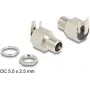 Conector DeLOCK DC 5,5 x 2,5 mm conector fêmea ligação de solda para encastrar angular 20 V 10 A