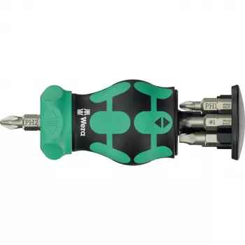 Suporte de bits Wera KK Stubby Magazin RA 4 magnético, modelo 05008893001, magazine stubby compacto para bits
