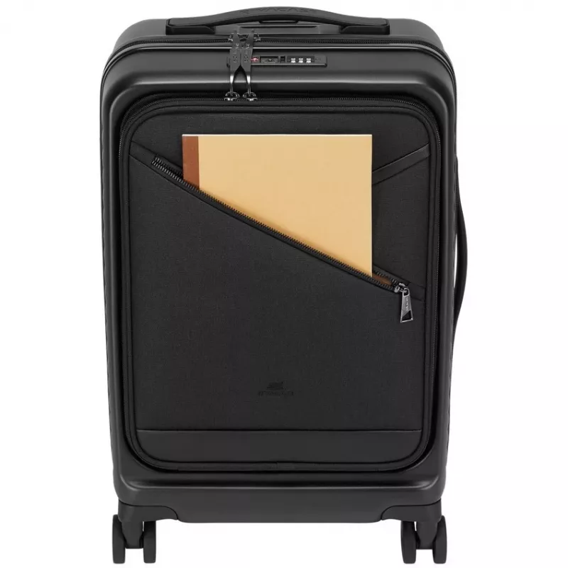 Mala de cabine Rivacase Clark ECO 8181 — mala de bagagem de mão compacta, preta