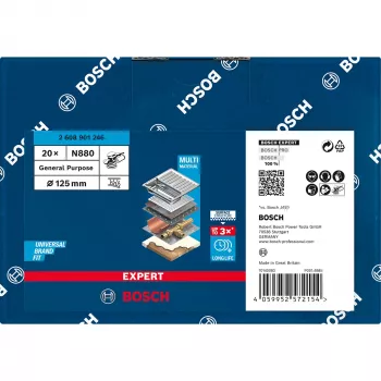 Bosch Expert N880 - feltro de polimento - para aço inoxidável, metal não ferroso, utilização universal, chapas de aço, tinta sobre madeira - 20 peças - disco