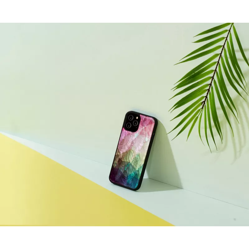 Capa de proteção iKins para Apple iPhone 12 / 12 Pro — design flores aquáticas, preto