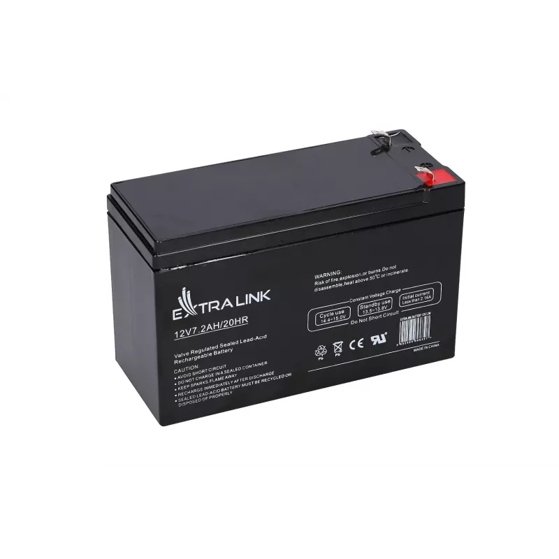 Bateria de UPS Extralink AGM 12V 7,2Ah (7Ah) chumbo-ácido selada VRLA, sem manutenção, preto