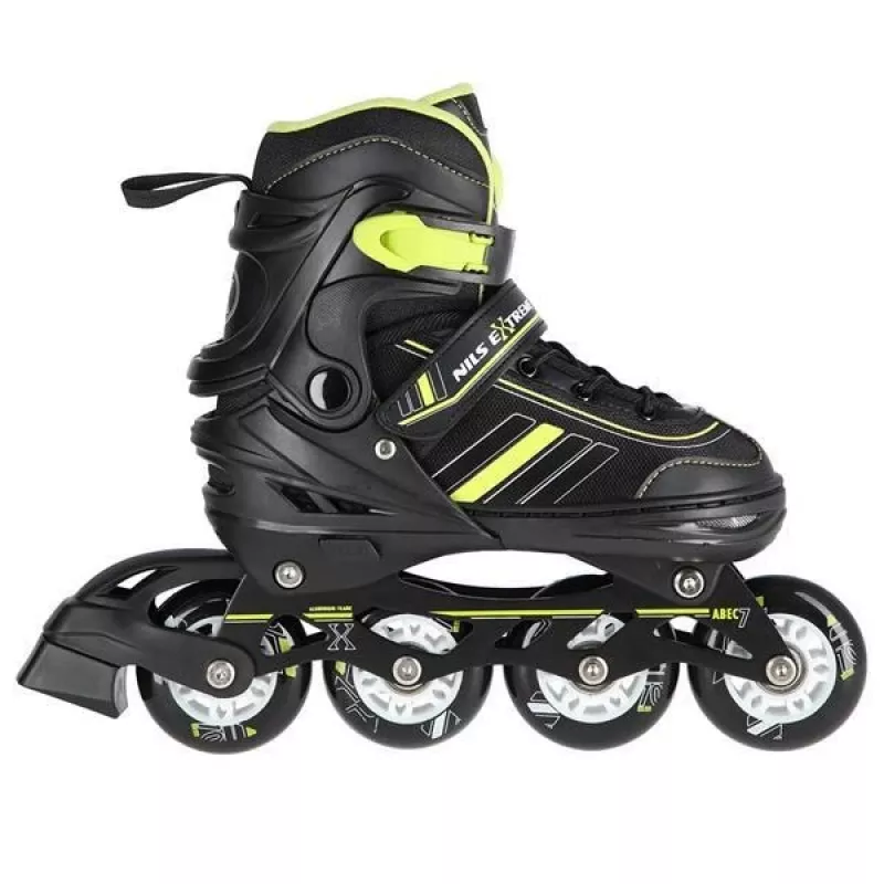 Patins em linha 2IN1 Nils Extreme NH18191 preto/LIME TAMANHO L (39-43) com patins de hóquei substituíveis