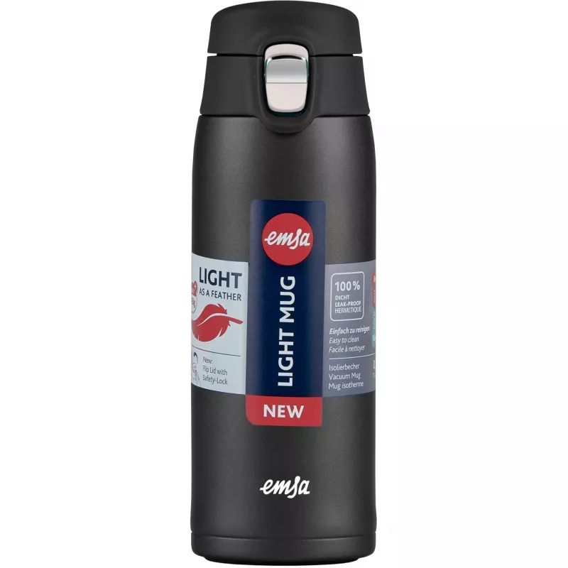 Caneca de viagem EMSA N2151700 0,4 L, preto mate, fecho flip