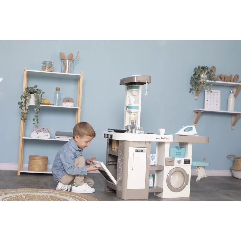 Smoby 311050 cozinha de brincar com área de lavandaria e acessórios